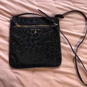 Michael Kors black leopard print purse